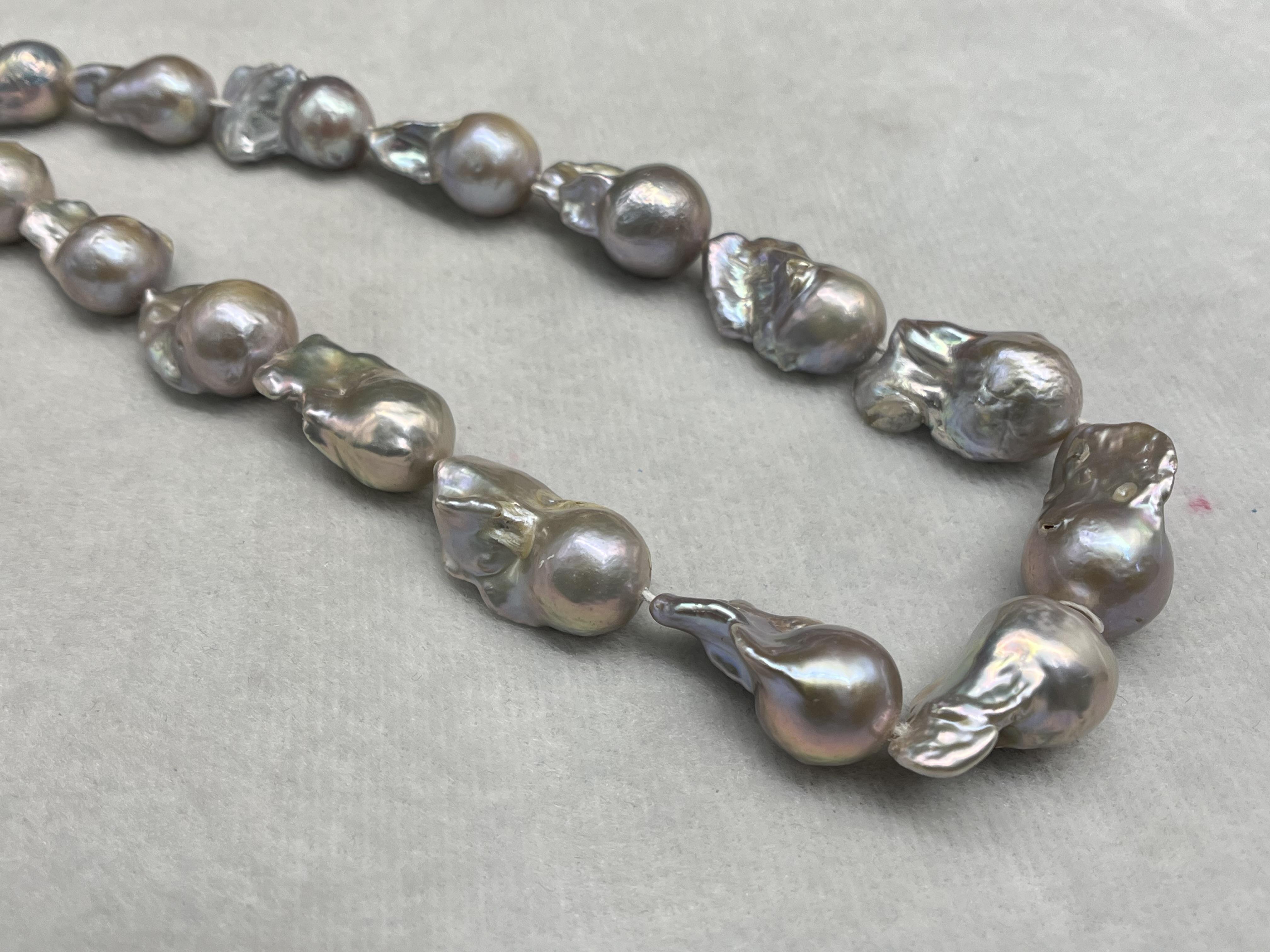 13-15:23*24 MM Size |Beautiful Baroque Shape | Gray Brown Tone Color | Freshwater Cultured outlets Pearl Strand Good Luster